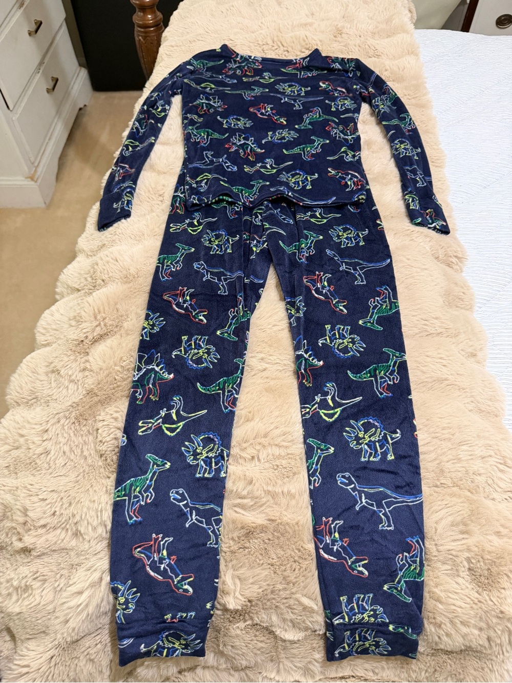 Cat & Jack Navy Dinosaur Outline Pajama Set